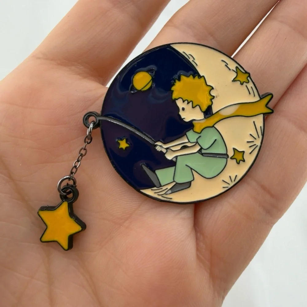 Little Prince Star Enamel Pin - Blue and Yellow